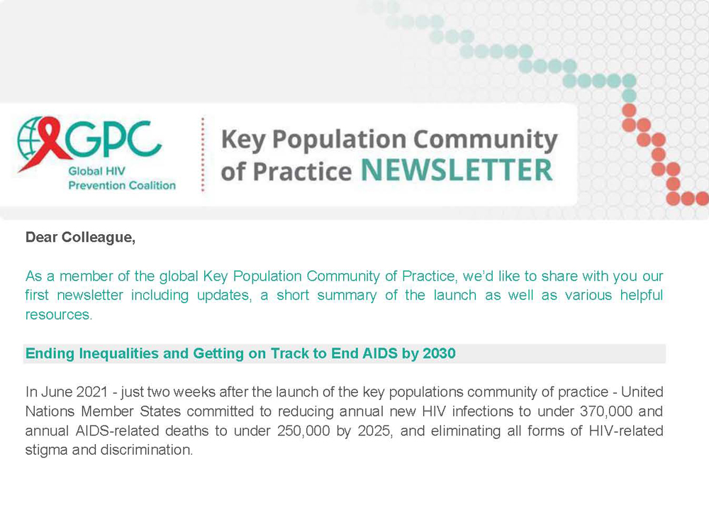 GPC key population community of practice newsletter, July 2021