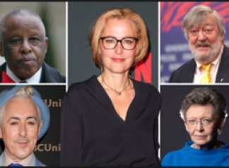 Clockwise from top left: Festus Mogae, former president of Botswana; Gillian Anderson; Stephen Fry; Françoise Barré-Sinoussi, the Nobel-winning scientist who helped discover HIV; and actor Alan Cumming were among 300 signatories of the letter. Composite: Alamy, Getty, Rex
