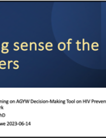Donner un sens aux chiffres. Orientation et formation sur l'outil de prise de décision de l'AGYW sur la programmation de la prévention du VIH et le cadre de l'inégalité
