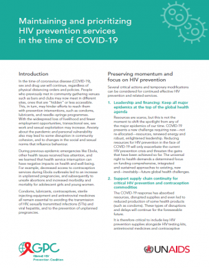 Maintaining HIV PRV Covid Brief