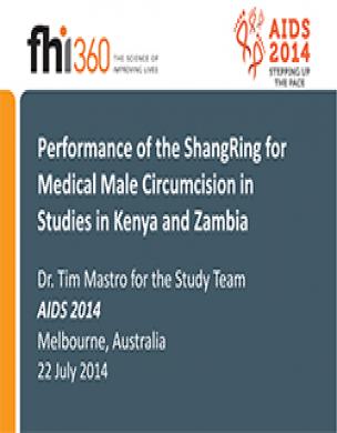 Rendimiento del ShangRing para la circuncisión médica masculina enEstudios realizados en Kenia y Zambia