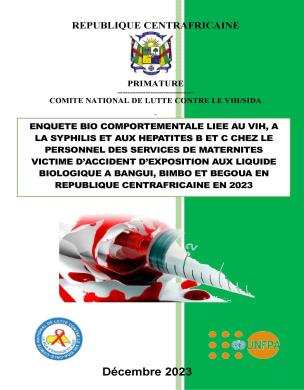 Inquérito biocomportamental sobre exposições acidentais ao VIH, sífilis e hepatite B e C em fluidos corporais entre o pessoal dos serviços de maternidade em Bangui, Bimbo e Begoua, na República Centro-Africana, em 2023