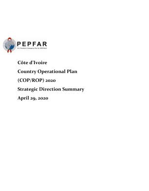 Resumo da direção estratégica do plano operacional nacional da Costa do Marfim (COP/ROP) para 2020 Capa