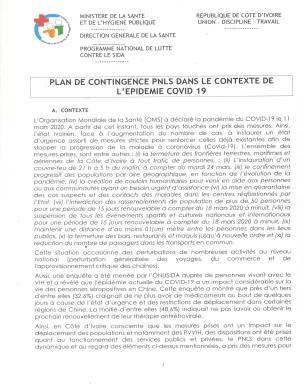 PNLS contingency plan in the context of the COVID-19 epidemic