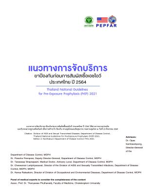 Directrices nacionales de Tailandia para la profilaxis preexposición (PPrE) 2021