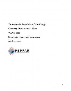 Democratic Republic of the Congo country operational plan (COP) 2022: Strategic direction summary 