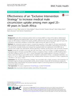 Effectiveness of an “Exclusive Intervention Strategy” to Increase Medical Male Circumcision Uptake among Men Aged 25–49 Years in South Africa - cover