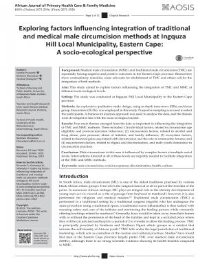 Exploration des facteurs influençant l'intégration des méthodes traditionnelles et médicales de circoncision masculine dans la municipalité locale d'Ingquza Hill - couverture