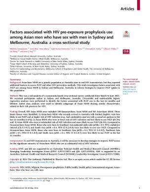 Factors associated with HIV pre-exposure prophylaxis use among Asian men who have sex with men in Sydney and Melbourne, Australia: a cross-sectional study - cover