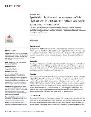 Distribución espacial y factores determinantes de la elevada carga del VIH en la subregión de África meridional - portada