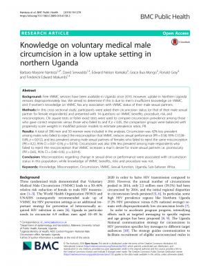 Conhecimentos sobre Circuncisão Médica Masculina Voluntária num contexto de baixa adesão no Norte do Uganda - capa