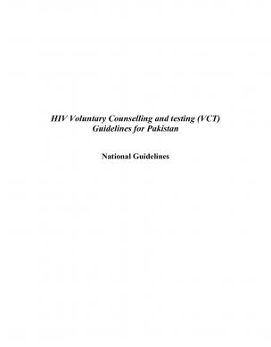 HIV voluntary counselling and testing (VCT) guidelines for Pakistan