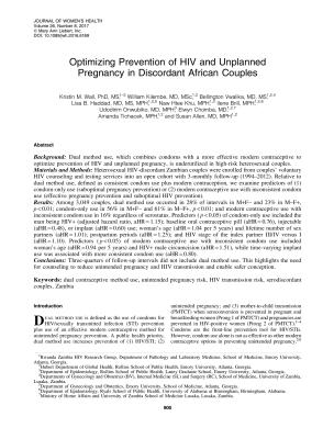 Optimizing Prevention of HIV and Unplanned Pregnancy in Discordant African Couples - cover
