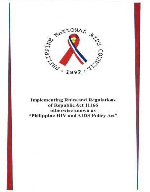 Implementing rules and regulations of Philippine HIV and AIDS policy act - cover