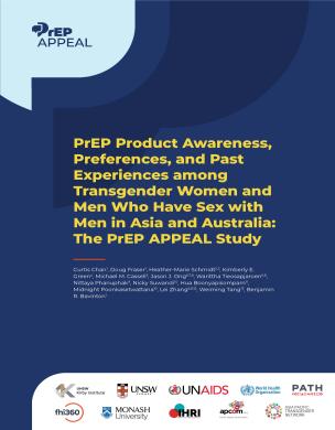 Conocimiento del producto PrEP, preferencias y experiencias pasadas entre mujeres transexuales y hombres que tienen relaciones sexuales con hombres en Asia y Australia: Informe del estudio PrEP APPEAL