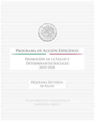 Programa de acción especifico: Promoción de la salud y determinantes sociales 2013–2018 