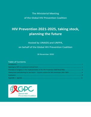 Ministerial meeting of the Global HIV Prevention Coalition: HIV prevention 2021-2025, taking stock, planning the future - cover