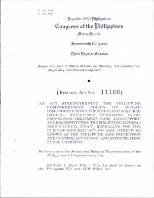 Lei da República 11166: Reforço da política global das Filipinas em matéria de VIH e SIDA