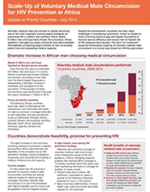 Ampliação da circuncisão médica masculina voluntária para a prevenção do VIH em África: Atualização sobre os países prioritários 'Äì julho de 2014