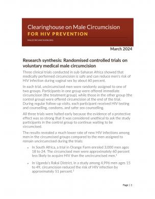 Synthèse de la recherche : essais contrôlés randomisés sur la circoncision masculine médicale volontaire - couverture