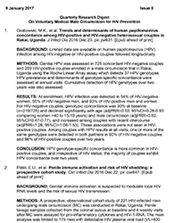Resumen trimestral de investigación sobre la CMMV para la prevención del VIH, enero de 2017