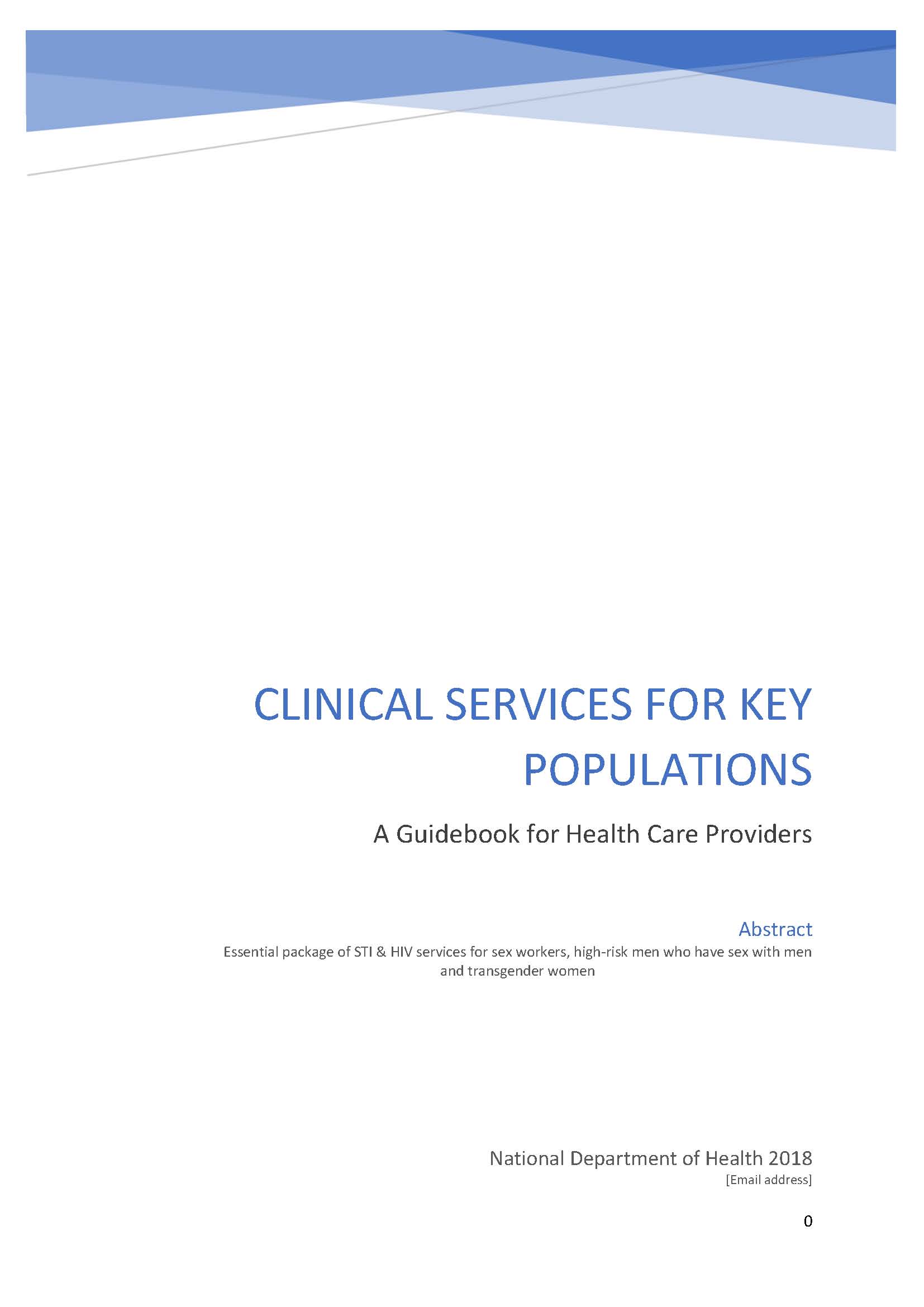 Serviços clínicos para populações-chave: Um guia para os prestadores de cuidados de saúde