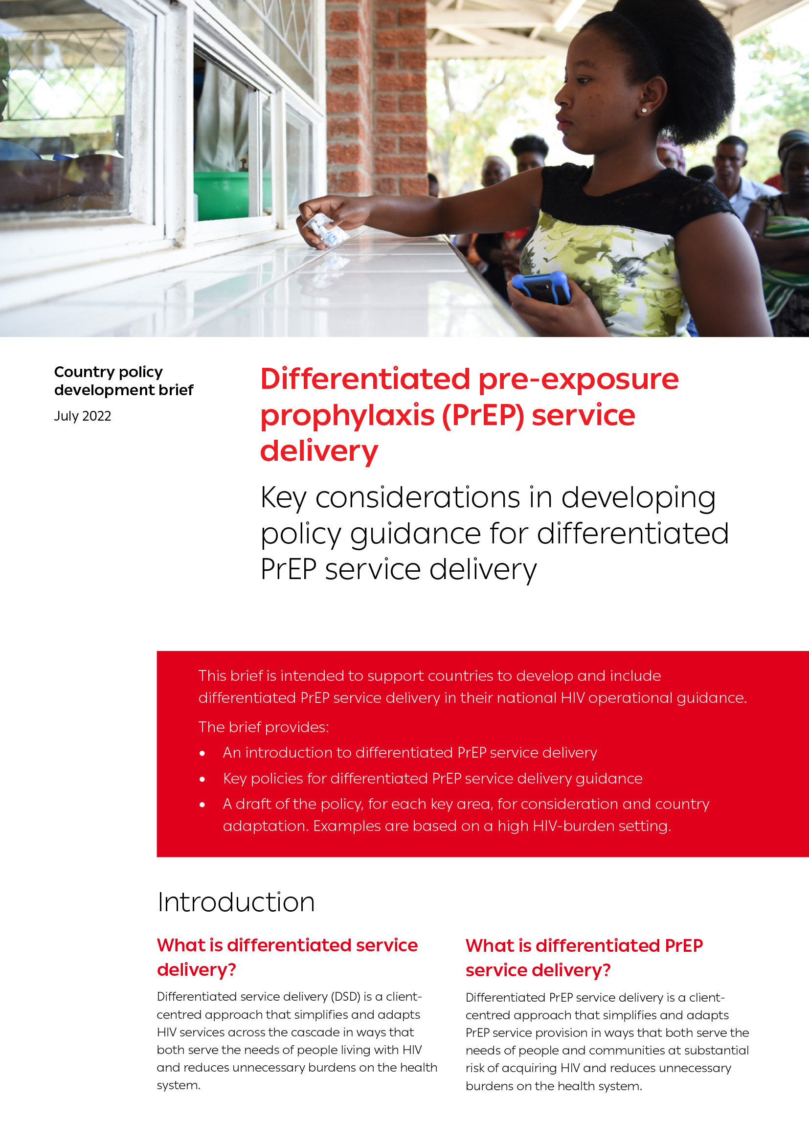 Consideraciones clave para las directrices de la PrEP DSD Portada