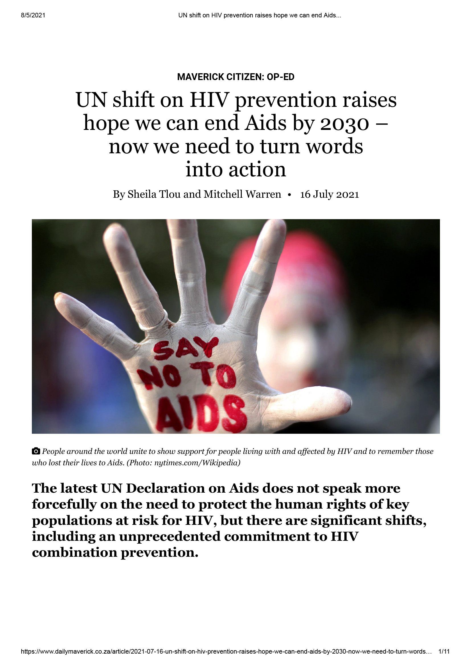 El giro de la ONU en la prevención del VIH hace albergar esperanzas de que podamos acabar con el sida para 2030