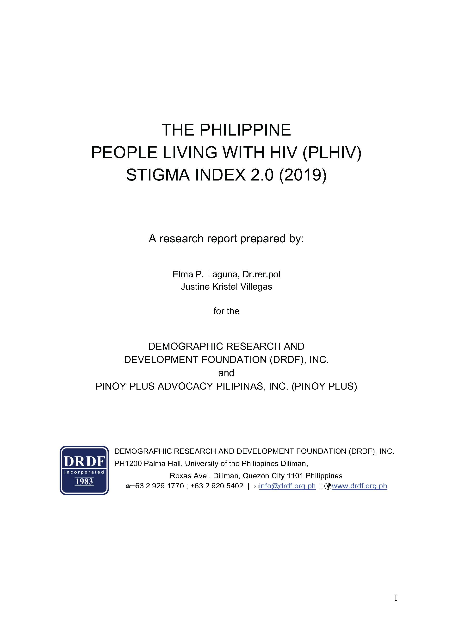 The Philippine people living with HIV stigma index 2.0