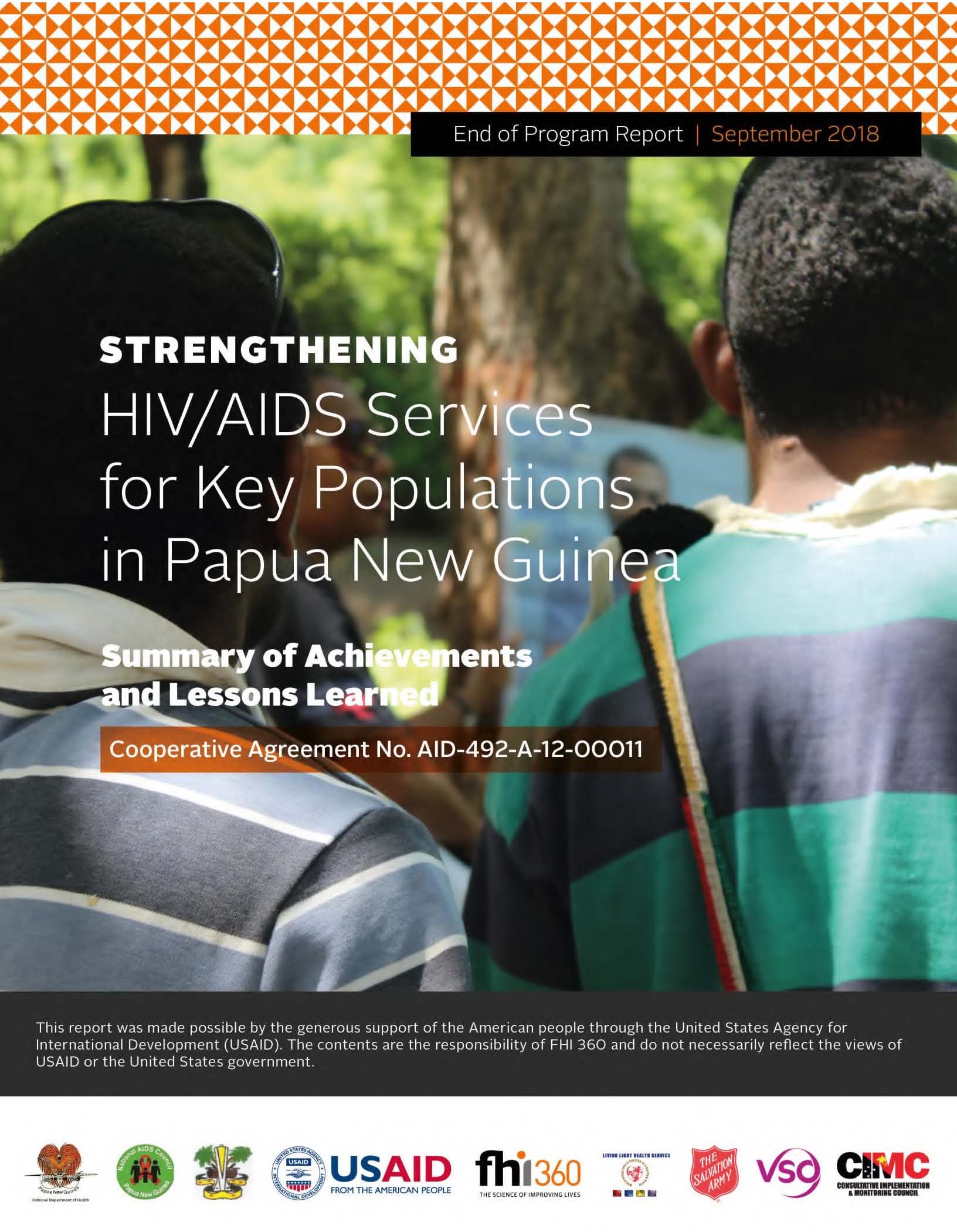 Renforcement des services de lutte contre le VIH/sida pour les populations clés en Papouasie-Nouvelle-Guinée : résumé des réalisations et des enseignements tirés