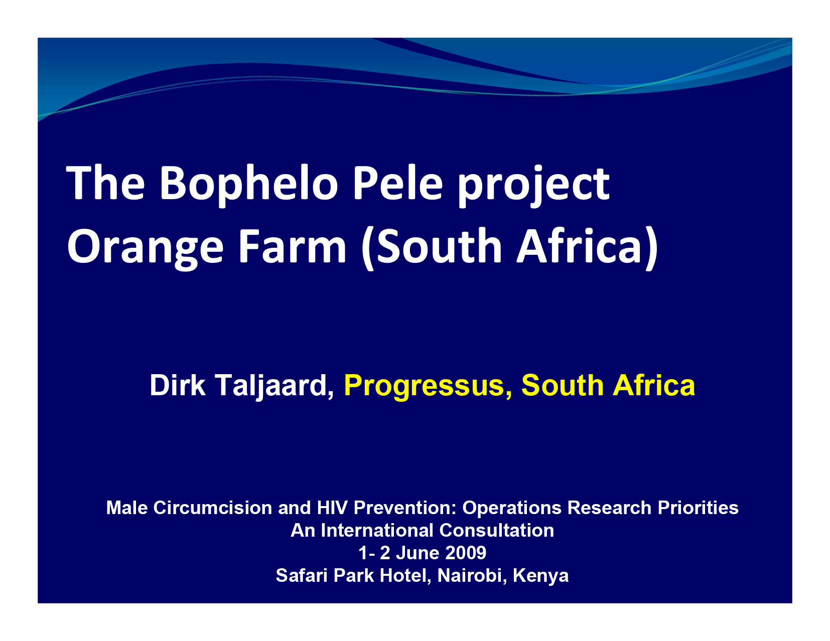 Le projet Bophelo Pele Orange Farm - couverture
